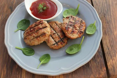 Grilled meatballs Stock Photos