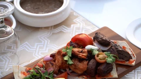 Grilled Meats Platter Stock Footage 318303070