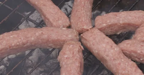 Grilled minced meat close up shot barbecue meat kebab Video stock 62801990
