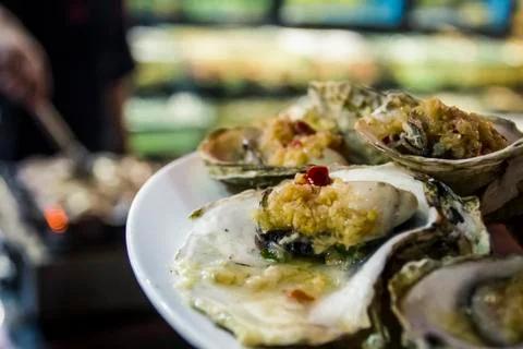 Grilled Oysters Stock Photos