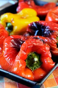 Grilled peppers Stock Photos