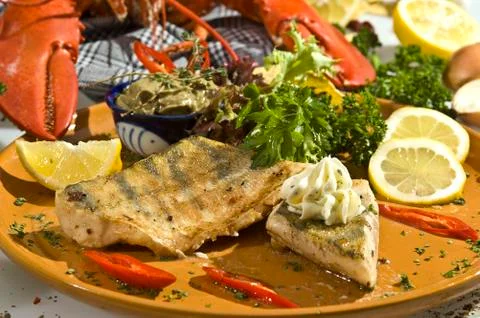 Grilled pikeperch Stock Photos