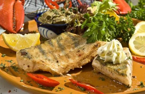 Grilled pikeperch Stock Photos
