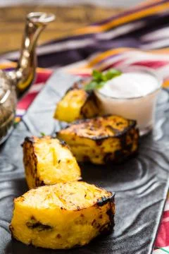 Grilled pineapple 스톡 사진