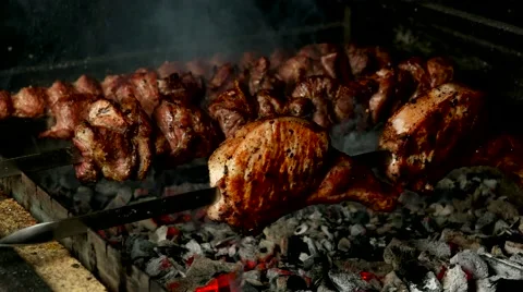 Grilled pork chop and another meat Stock Footage 59185968
