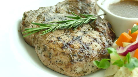 Grilled Pork chop steak Stock-Footage 67700075