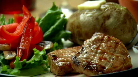 Grilled Pork Chops 451 Stock Footage 568180