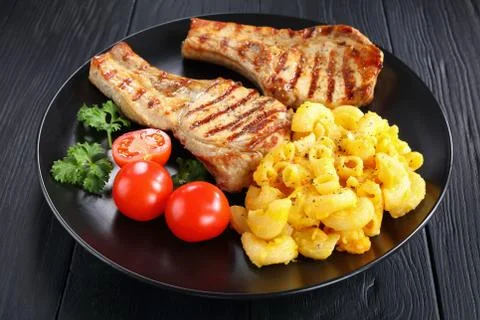 Grilled pork chops on a bone Stock Photos