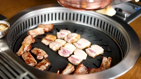Grilled pork Stock Footage 153398087