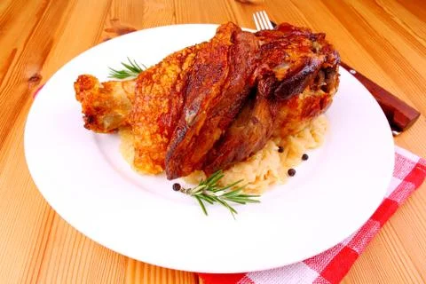 Grilled pork with pickled cabbage Stock Photos