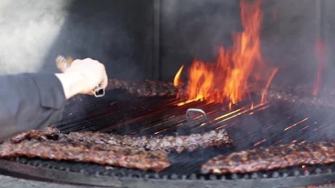 Grilled pork ribs. Stock Footage 242943188