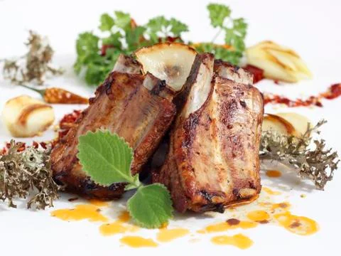 Grilled pork ribs Stock Photos