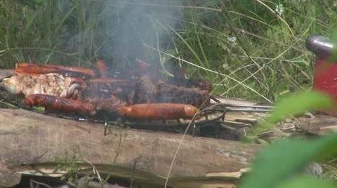 Grilled pork steak Stock Footage
