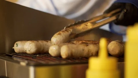 Grilled Pork Wurst 스톡 동영상 120749895