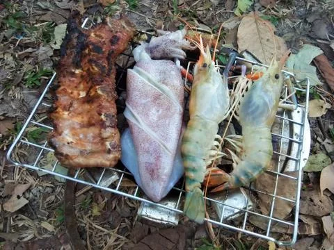 The grilled prawn Stock Photos