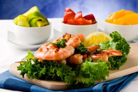 Grilled prawns 2 Stock Photos