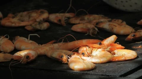 Grilled prawns Stock Footage 8621497