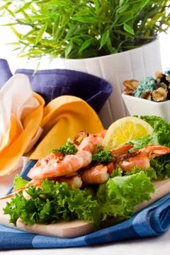 Grilled prawns Stock Photos