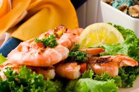 Grilled prawns Stock Photos