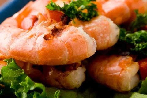 Grilled prawns Stock Photos