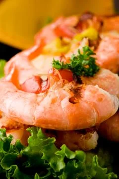 Grilled prawns Stock Photos