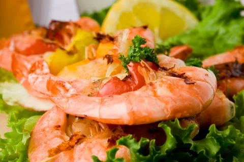 Grilled prawns Stock Photos
