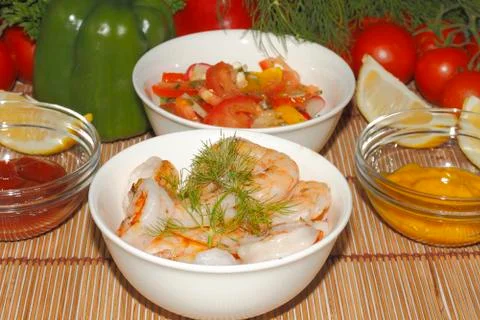 Grilled prawns Stock Photos