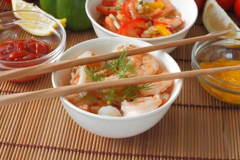 Grilled prawns Stock Photos