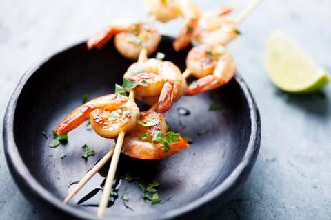 Grilled prawns 스톡 사진