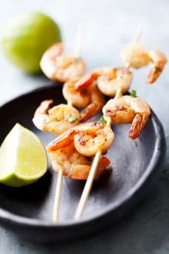 Grilled prawns Stock Photos