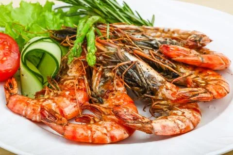 Grilled prawns Stock Photos