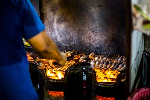 Grilled prawns Stock Photos