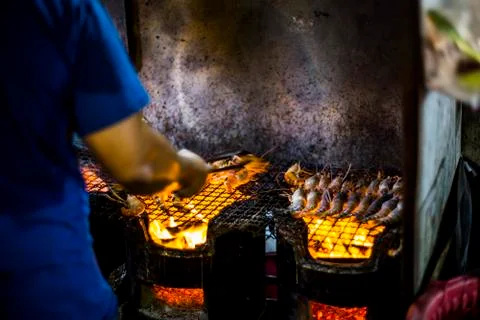 Grilled prawns Stock Photos