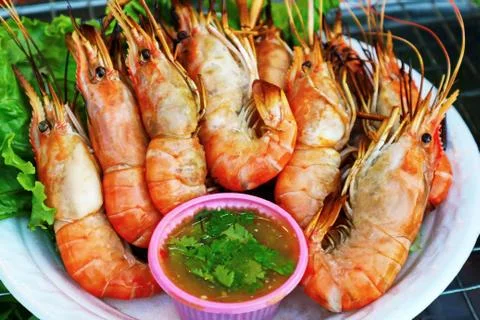 Grilled Prawns Stock Photos