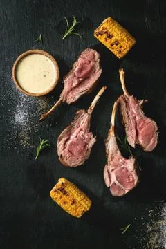 Grilled rack of lamb Stock Photos