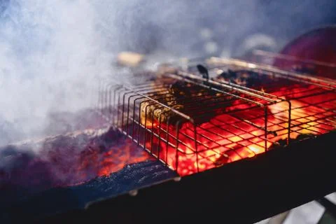 Grilled ribs in a grid Stock Photos