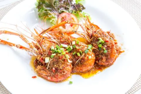 Grilled river prawn Foto stock