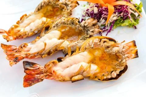Grilled River prawn Stock Photos