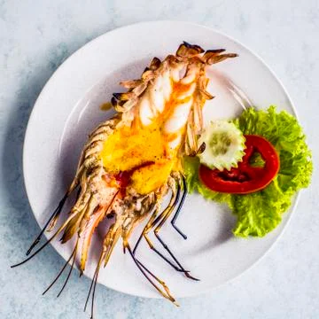 Grilled River Prawn Stock Photos