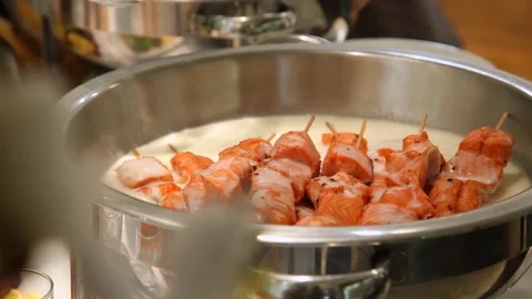 Grilled salmon in cream Video stock 70687370
