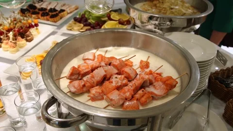 Grilled salmon in cream Stock Footage 70687621