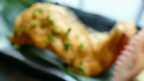 Grilled Salmon meat steak Stock Footage 103798713