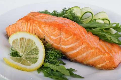 Grilled salmon Foto stock