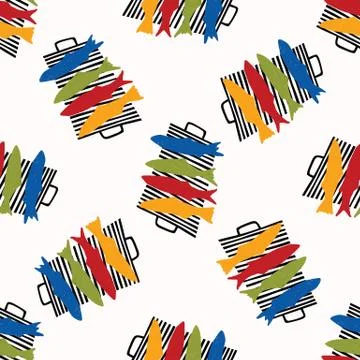 Grilled Sardines Fish Seamless Vector Pattern. Traditional BBQ Motif for Lisbon 스톡 일러스트