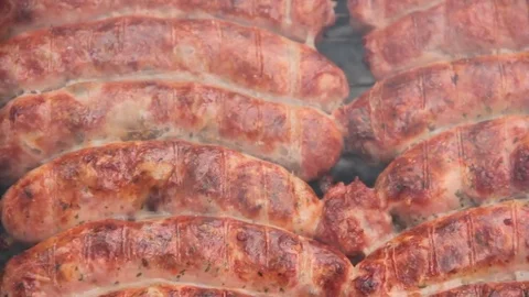Grilled sausage Video stock 76848375