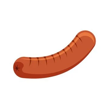 Grilled sausage icon in flat style. Meat product vector illustration on iso.. Stock Illustration