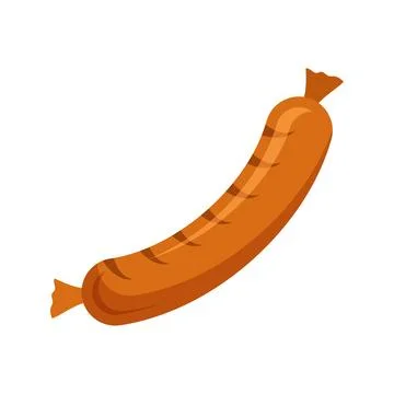 Grilled sausage icon in flat style. Meat product vector illustration on iso.. Stock Illustration