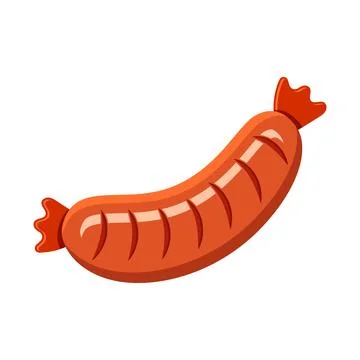 Grilled sausage icon in flat style. Meat product vector illustration on iso.. Stock Illustration