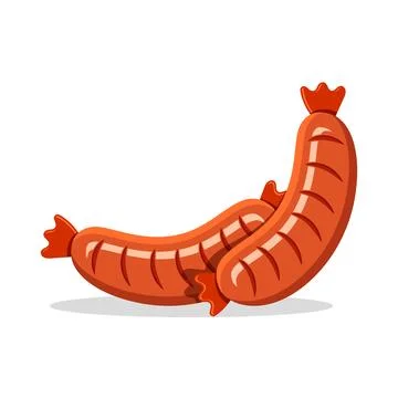 Grilled sausage icon in flat style. Meat product vector illustration on iso.. Stock Illustration