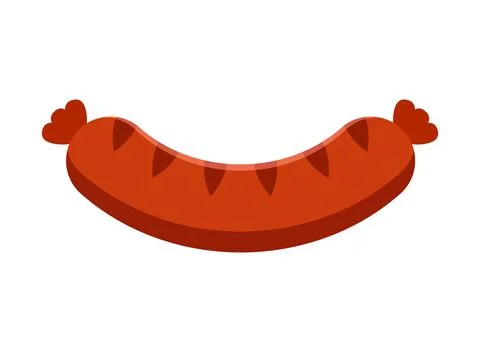 Grilled sausage icon in flat style. Meat product vector illustration on iso.. Stock Illustration